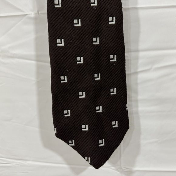 Alessandro Originals Neck Tie Geometric Pattern Brown Vintage - Picture 10 of 13